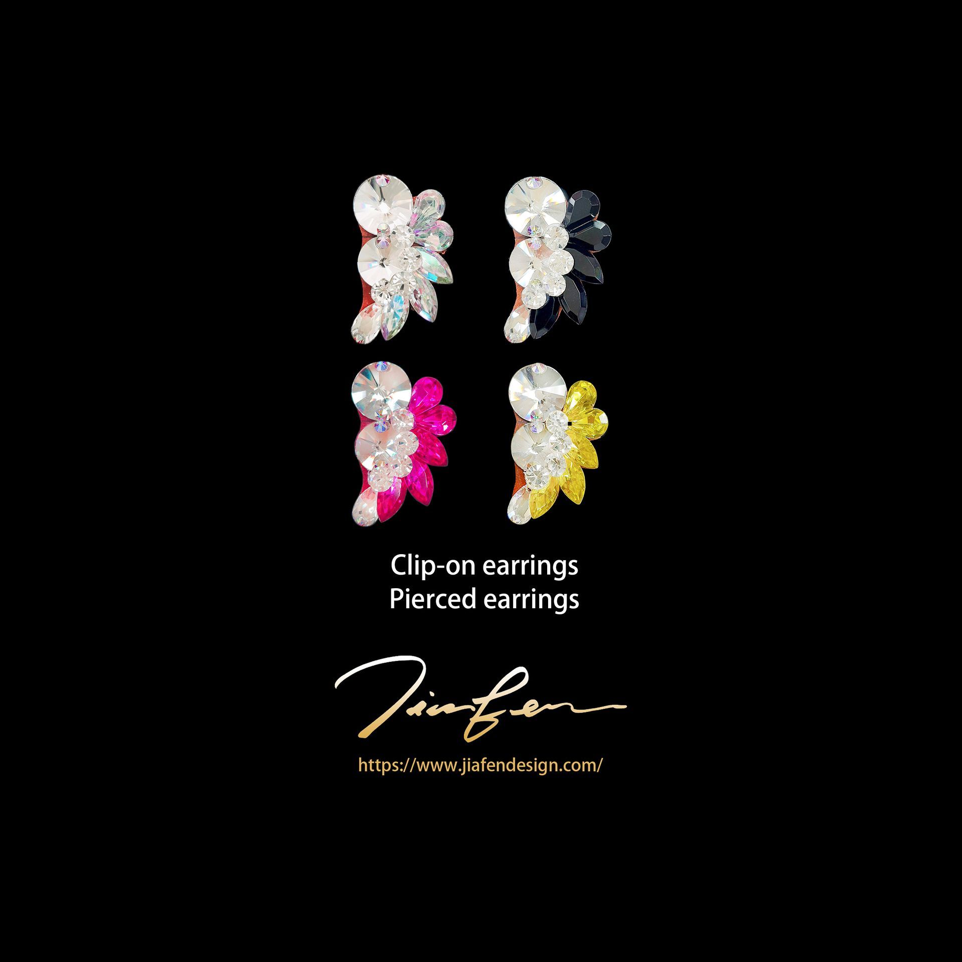 施華洛世奇水鑽耳環E25006-AB/BK,PK,YW