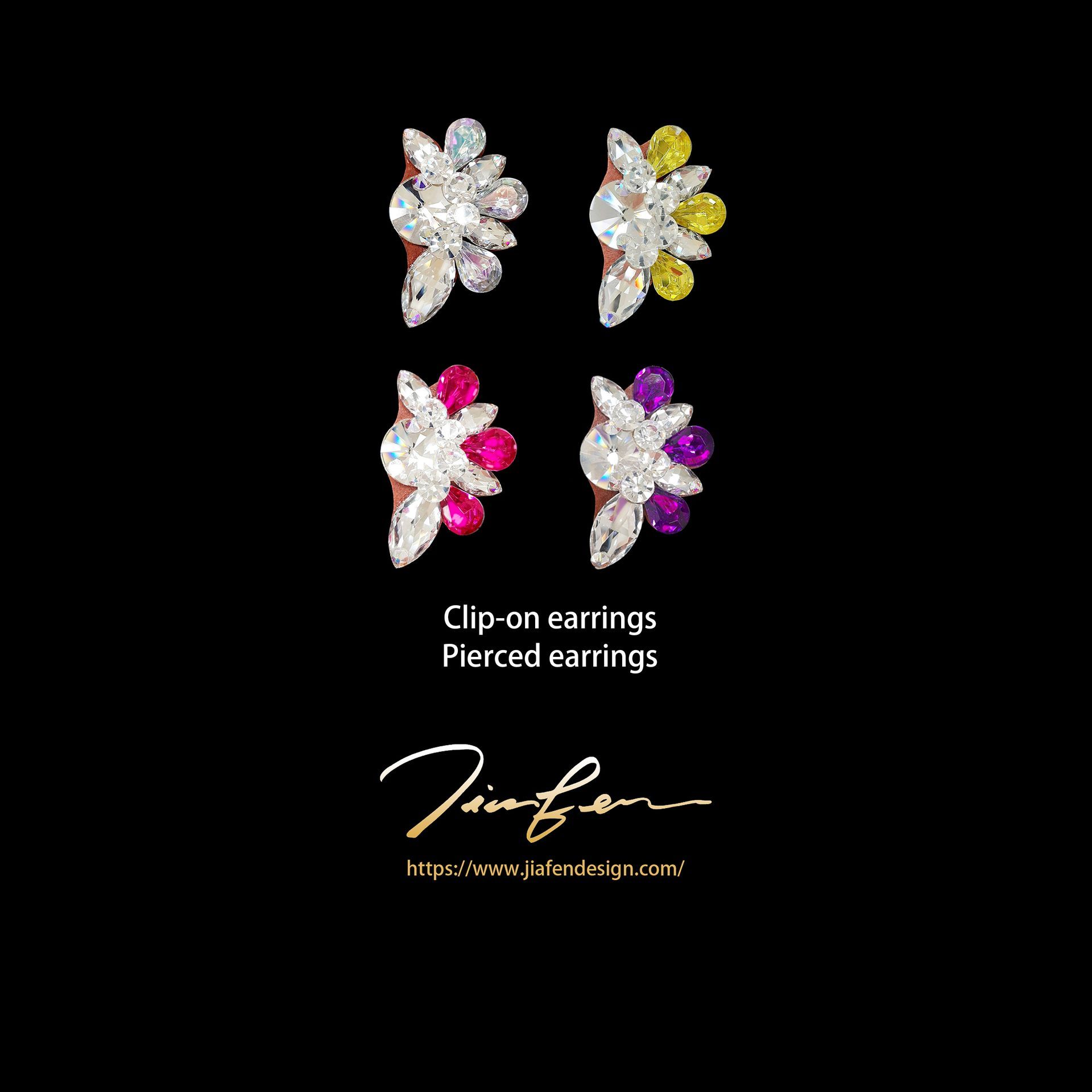 施華洛世奇水鑽耳環E25008-AB/YW,PK,PU