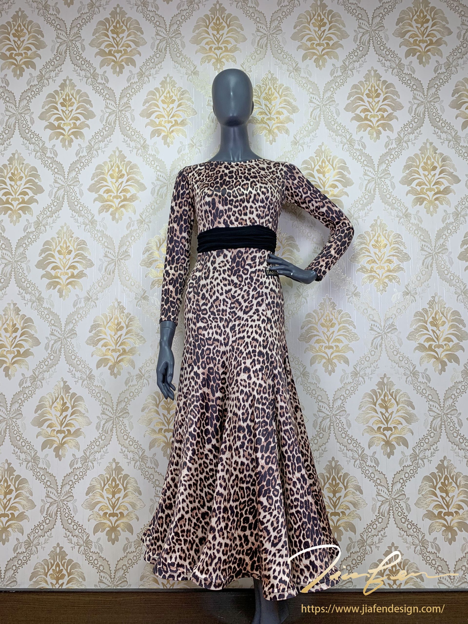 《BY TERRY佳衯自創》豹紋挖背連衣裙