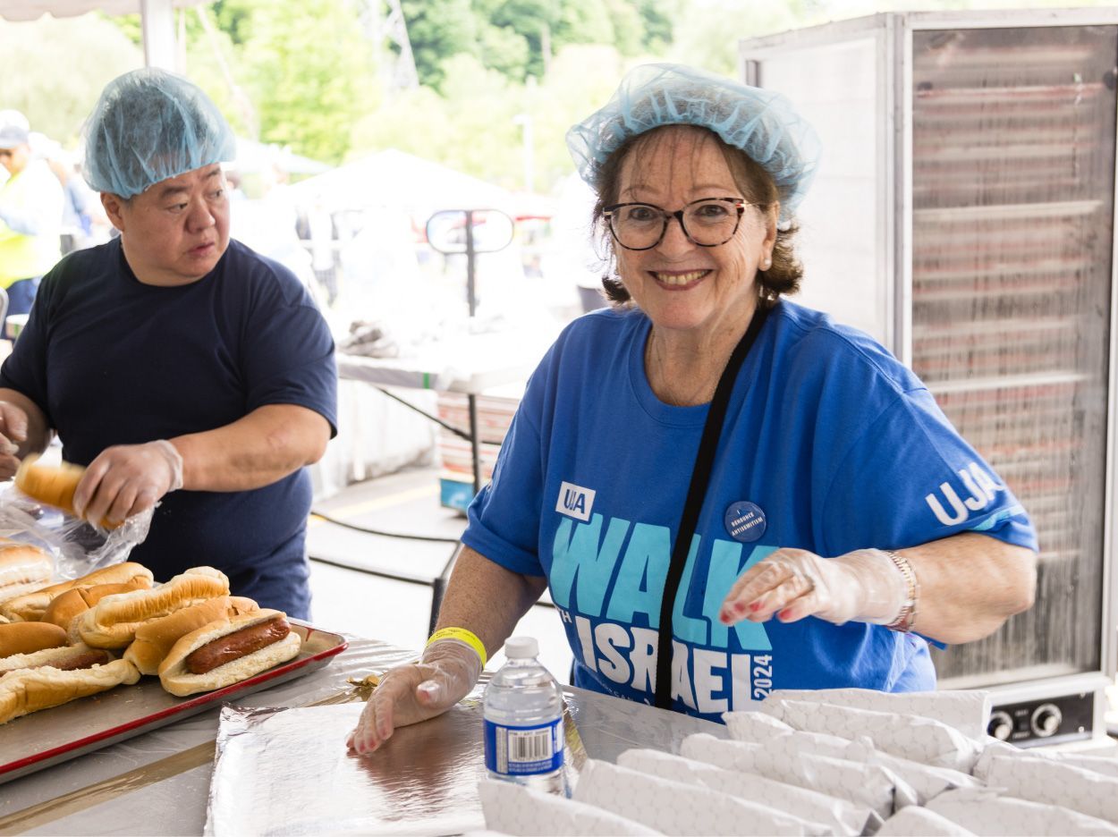 Volunteers serving food