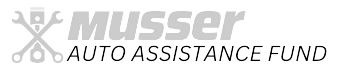 A black and white logo for musser auto assistance fund