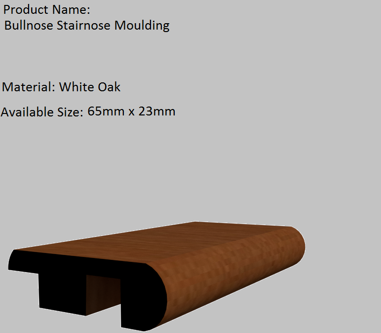 A picture of a bullnose stair nose moulding