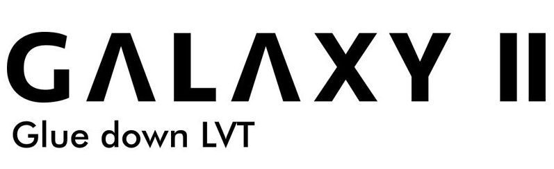 A black and white logo for galaxy ii glue down lvt