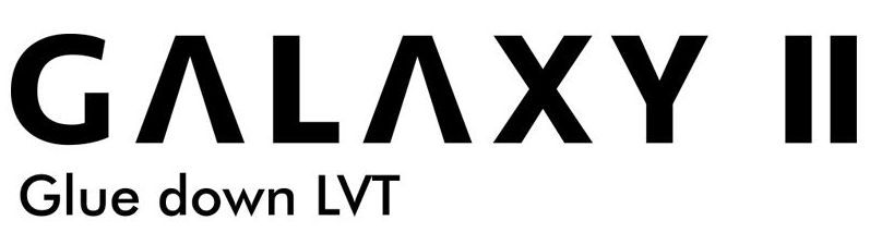 A black and white logo for galaxy ii glue down lvt