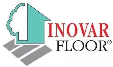 A logo for inovar floor with a house and stairs on a white background.