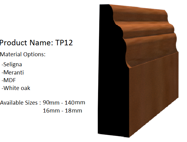 A picture of a piece of wood with the product name tp12