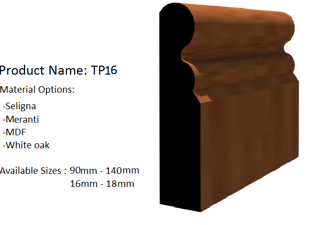A picture of a piece of wood with the product name tp16