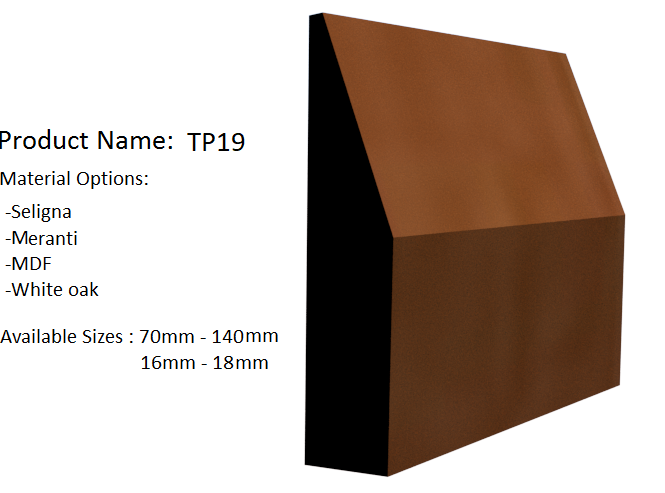 A wooden block with the product name tp19 on it