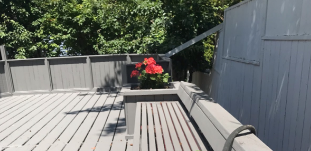 Picture of a freshly painted deck.