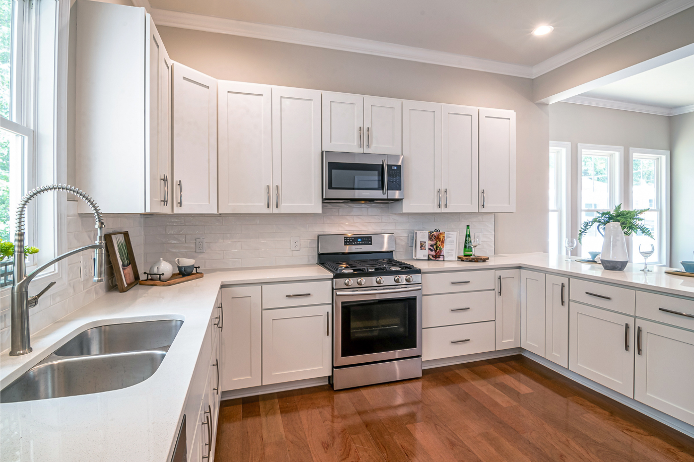 Modern kitchen with white cabinets