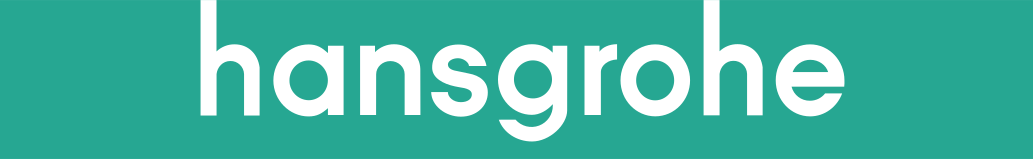 Le mot hansgrohe est écrit en blanc sur fond vert