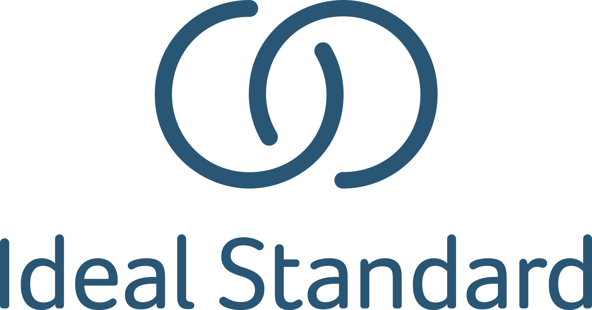 Le logo d'Ideal Standard est un tourbillon bleu avec les mots Ideal Standard en dessous.