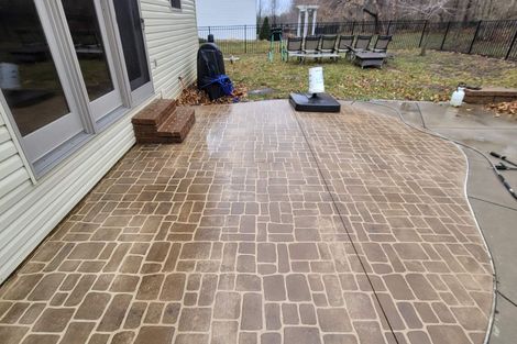 Stamped Concrete Patio – Highland, IL – We Wash Dirty Houses
