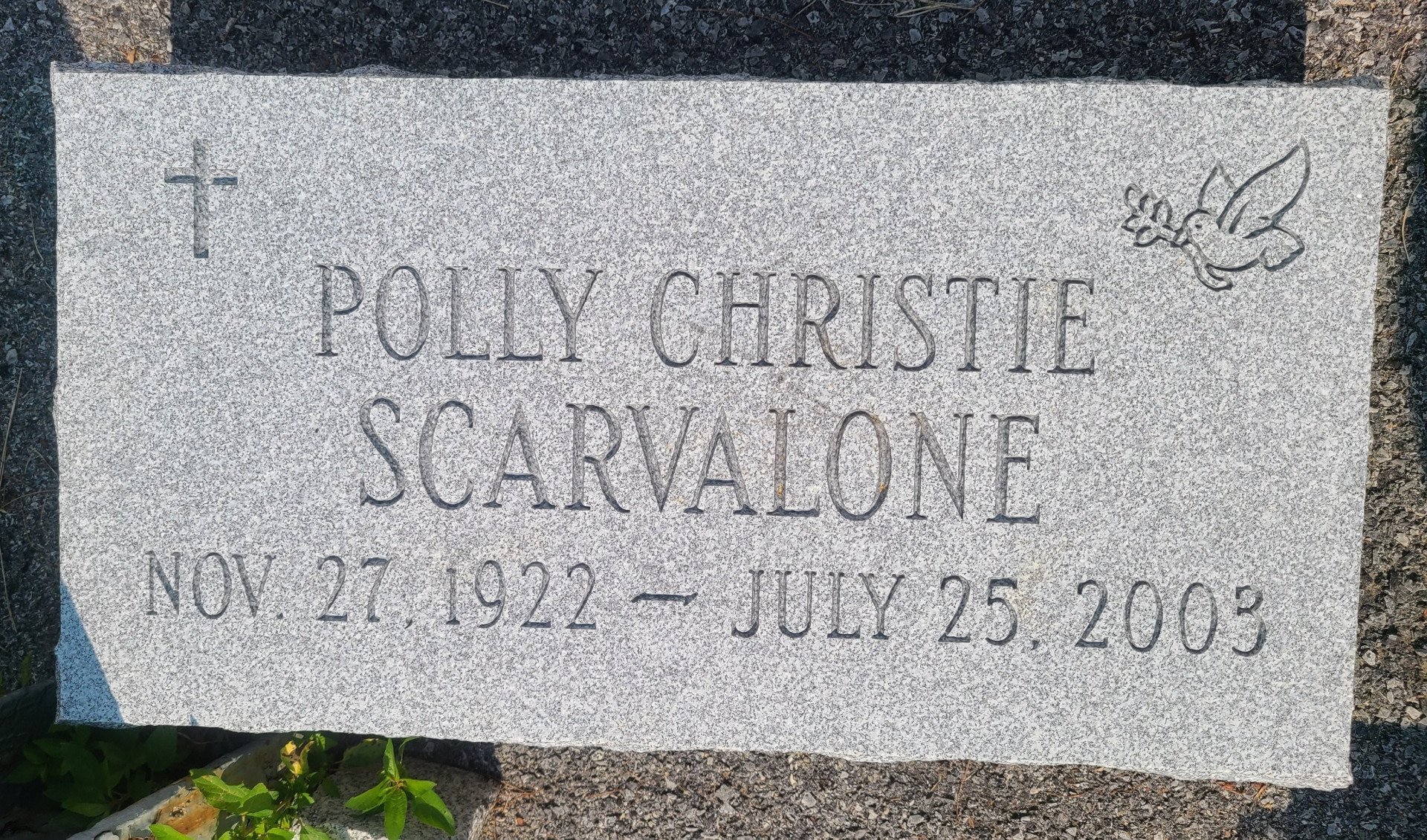 Polly Scarvalone Monument — Hyde Park, NY — Barre Memorials