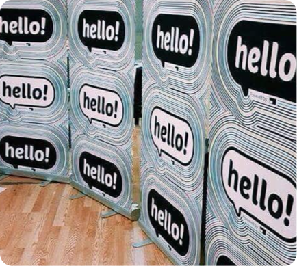 Row of pop-up banners with