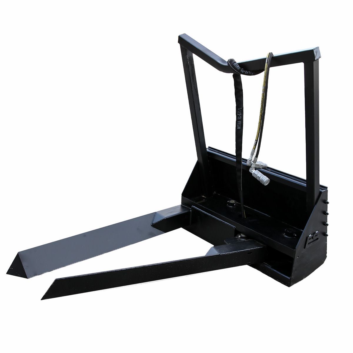 A pair of forks sitting on top of a bucket on a white background.