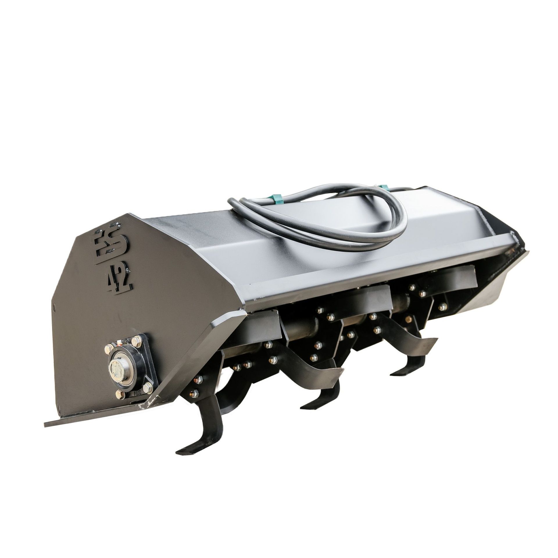 A machine with a hose attached to it on a white background.