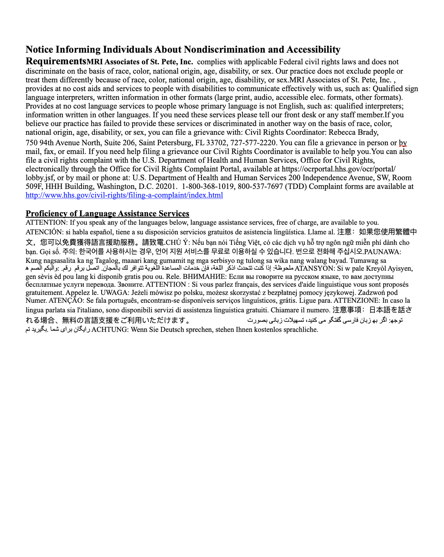 Non Discrimintation & Accessibility