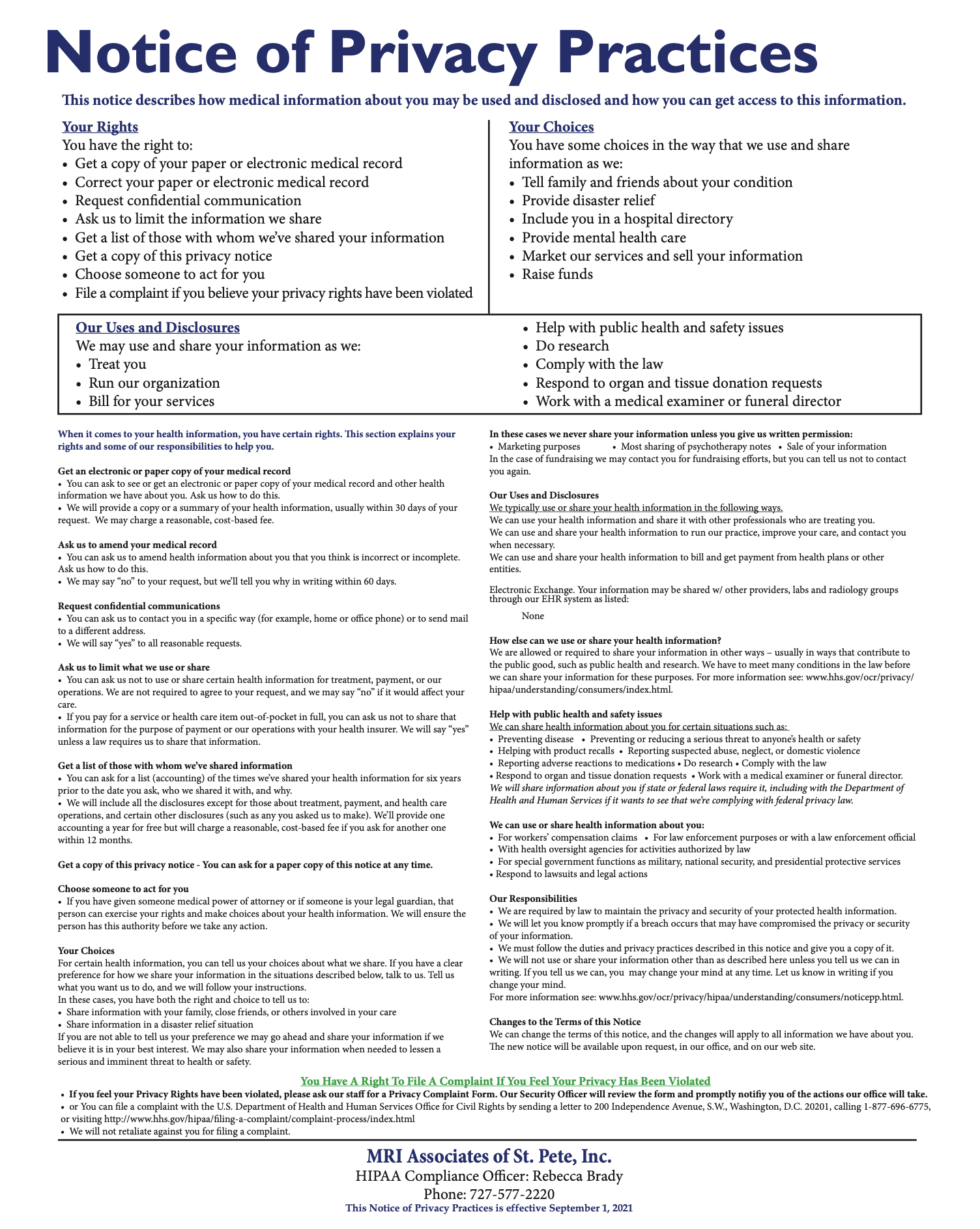 Notice of Privacy Practices