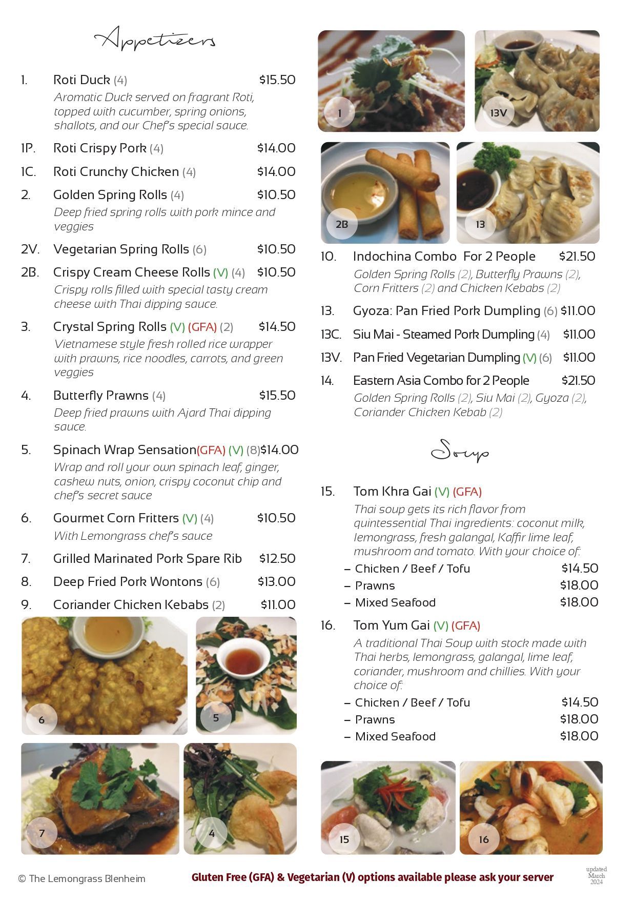 A menu for a restaurant with a variety of food on it.