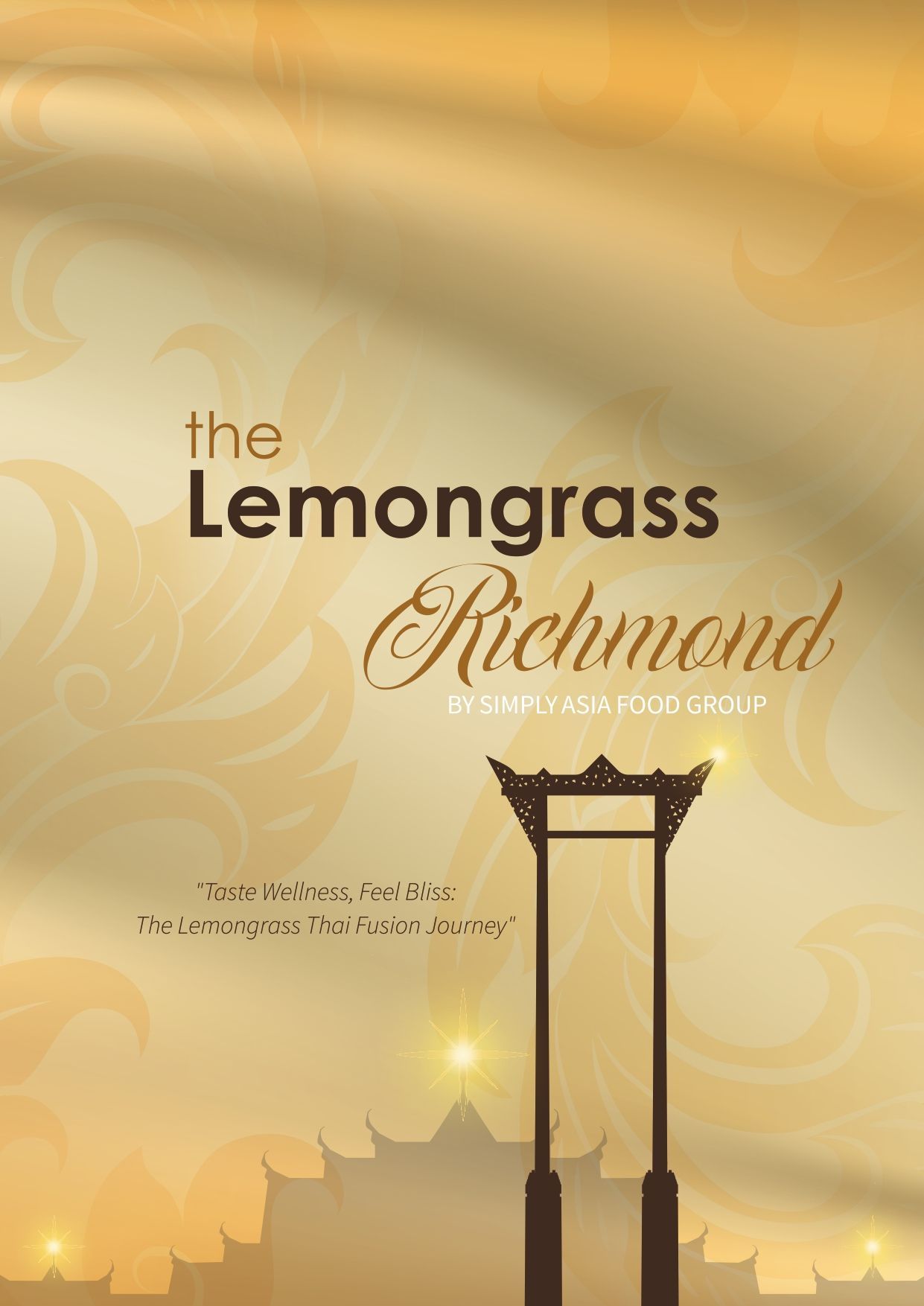 A poster for the lemongrass richmond showing a silhouette of a temple.