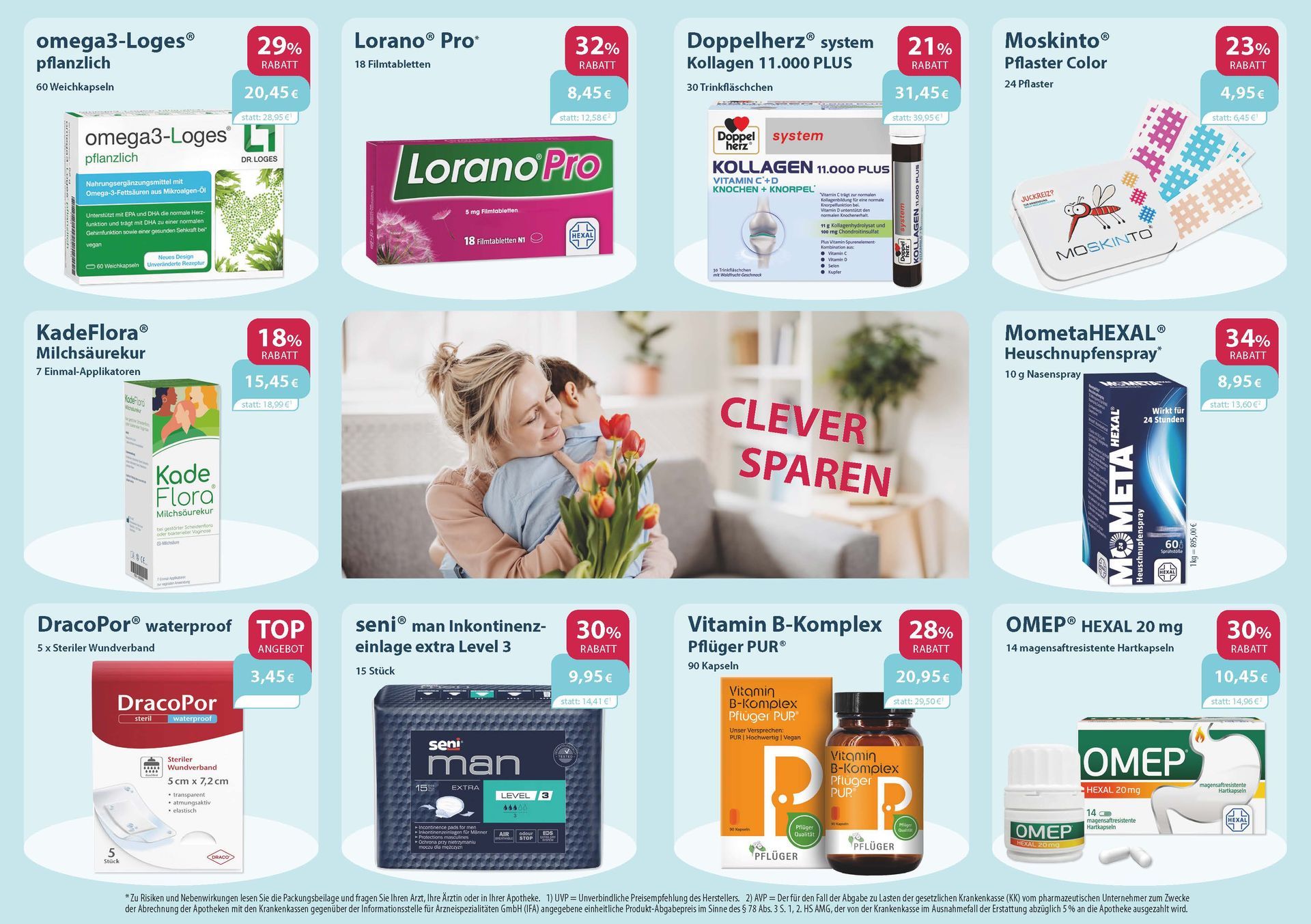 Ein Flyer für eine Apotheke mit dem Bild eines Babys darauf.