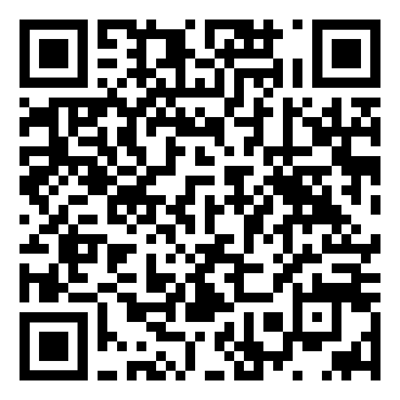QR-Code mit schwarzen und weißen Quadraten.