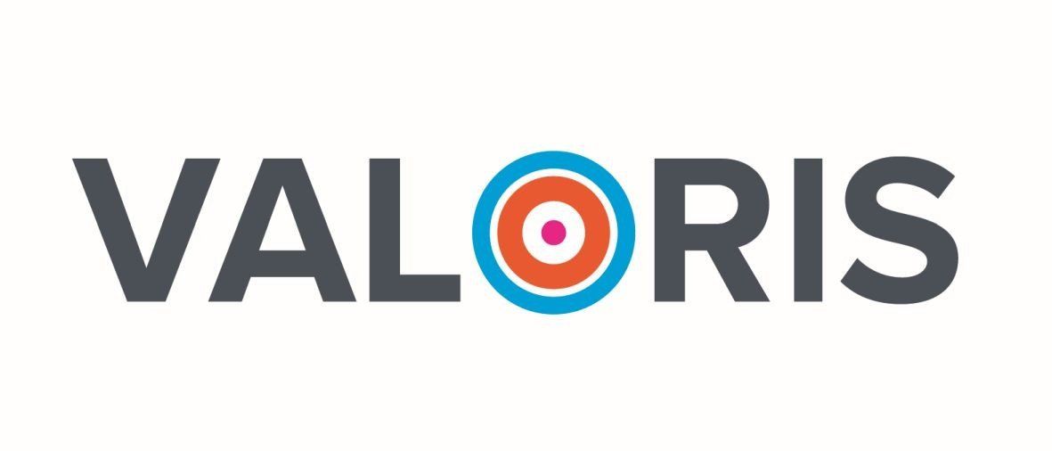 Un logo pour une entreprise appelée valoris avec une cible au milieu.