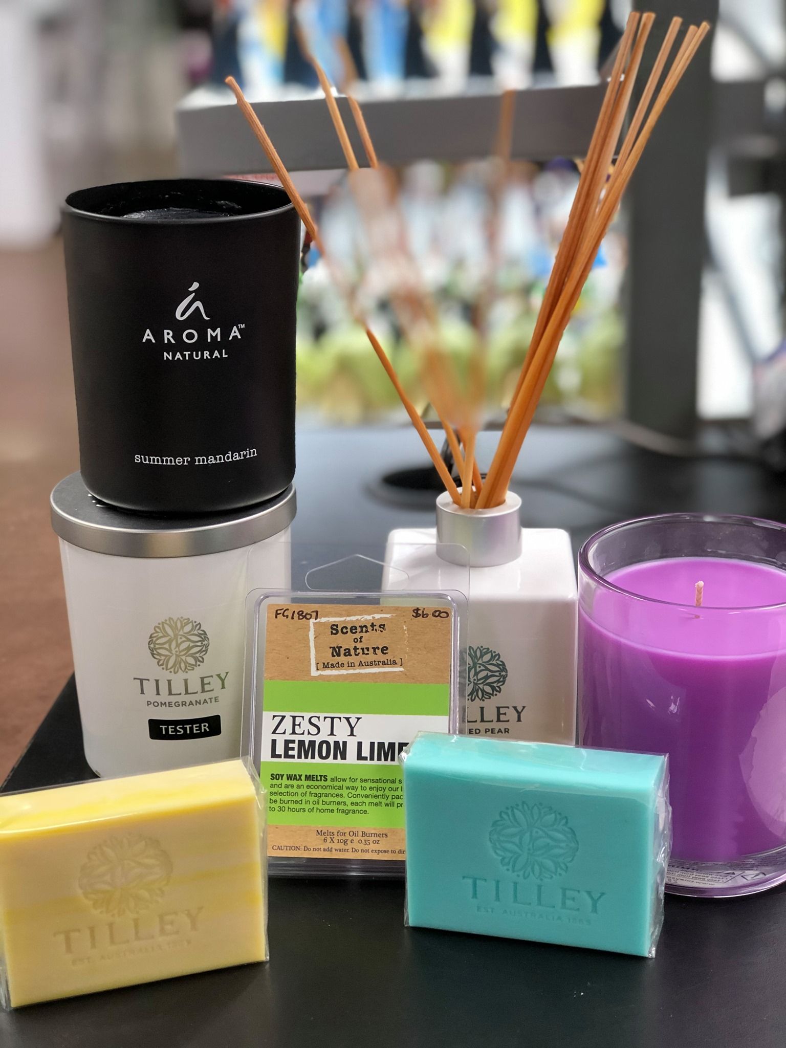 Display of Soaps, Candles, and Reed Diffuser in a Shop — Enterprise Electrics NT Pty Ltd in Tennant Creek, NT
