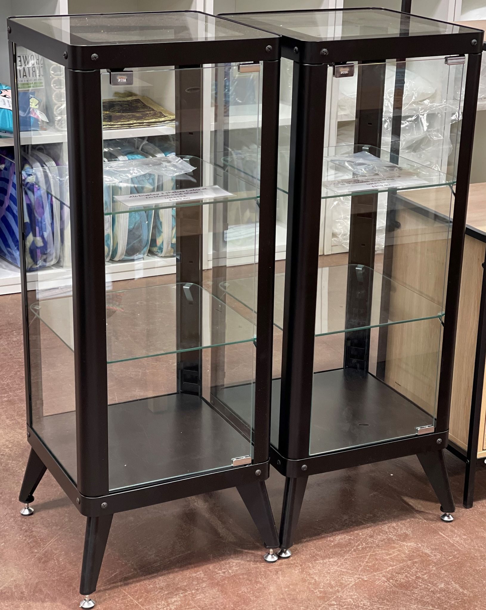 Two Black Display Cabinets — Enterprise Electrics NT Pty Ltd in Tennant Creek, NT