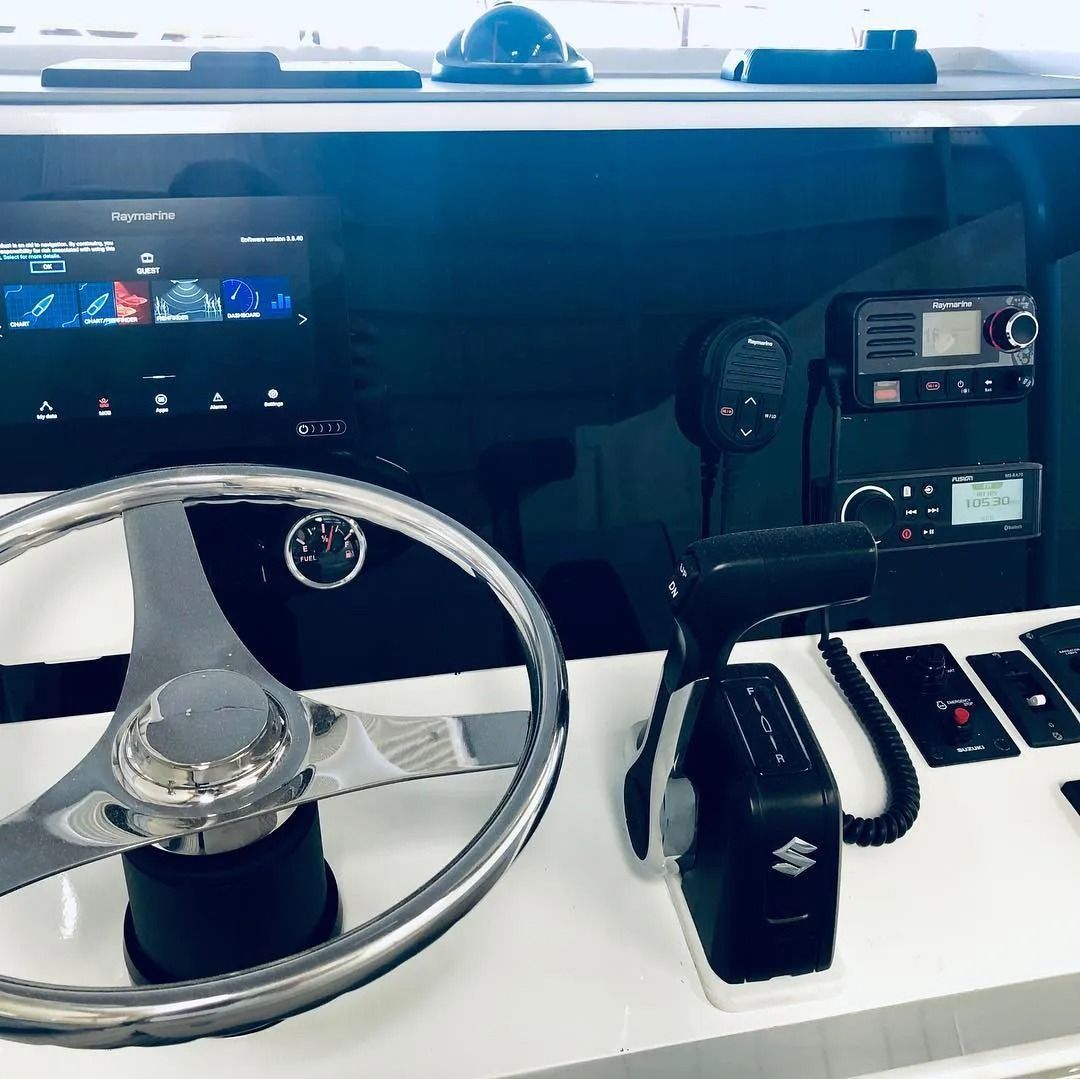 Boat's Helm Chrome Steering Wheel Black Instrument Panel With Navigation — All Coast Auto Solutions in Noosaville, QLD