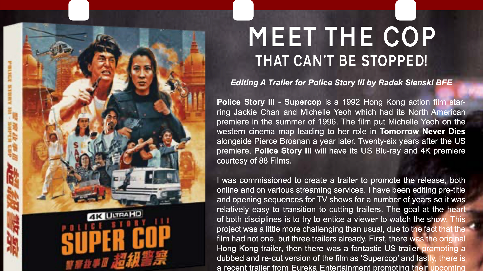 Police Story III: Supercop - Radek Sienski article
