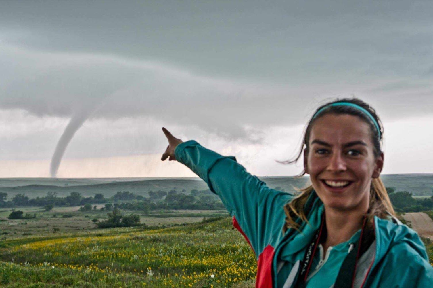 Melody in front of a tornado
