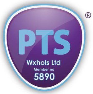 A purple and blue logo for pts wxhols ltd