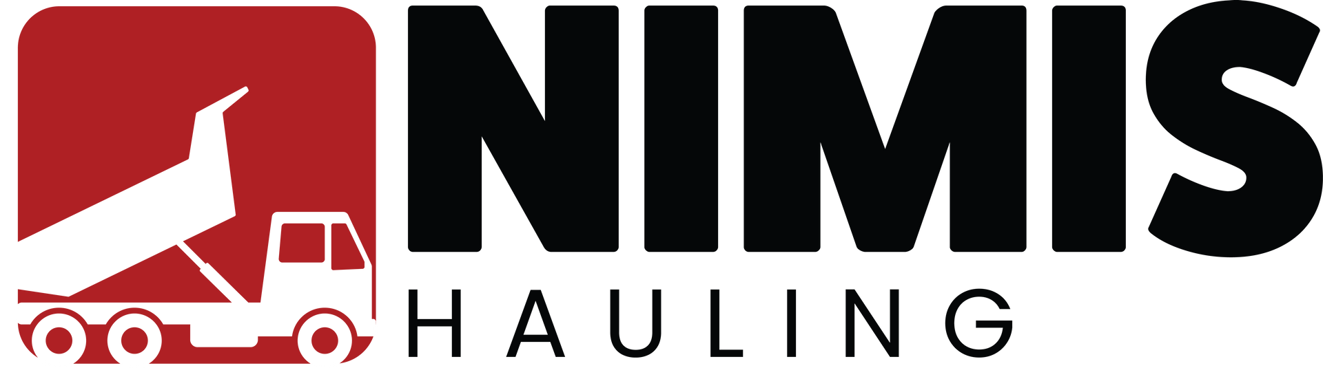 A logo for a company called nimis hauling