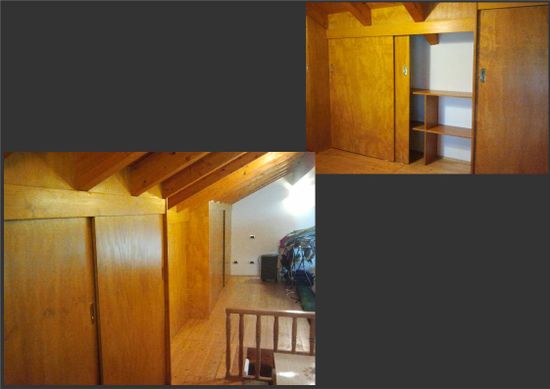 Quattro foto con soluzioni per lo spazio in moderno stile: armadio con porte scorrevoli a specchio, un altro sotto la scala e l'aspetto prima e dopo il trattamento