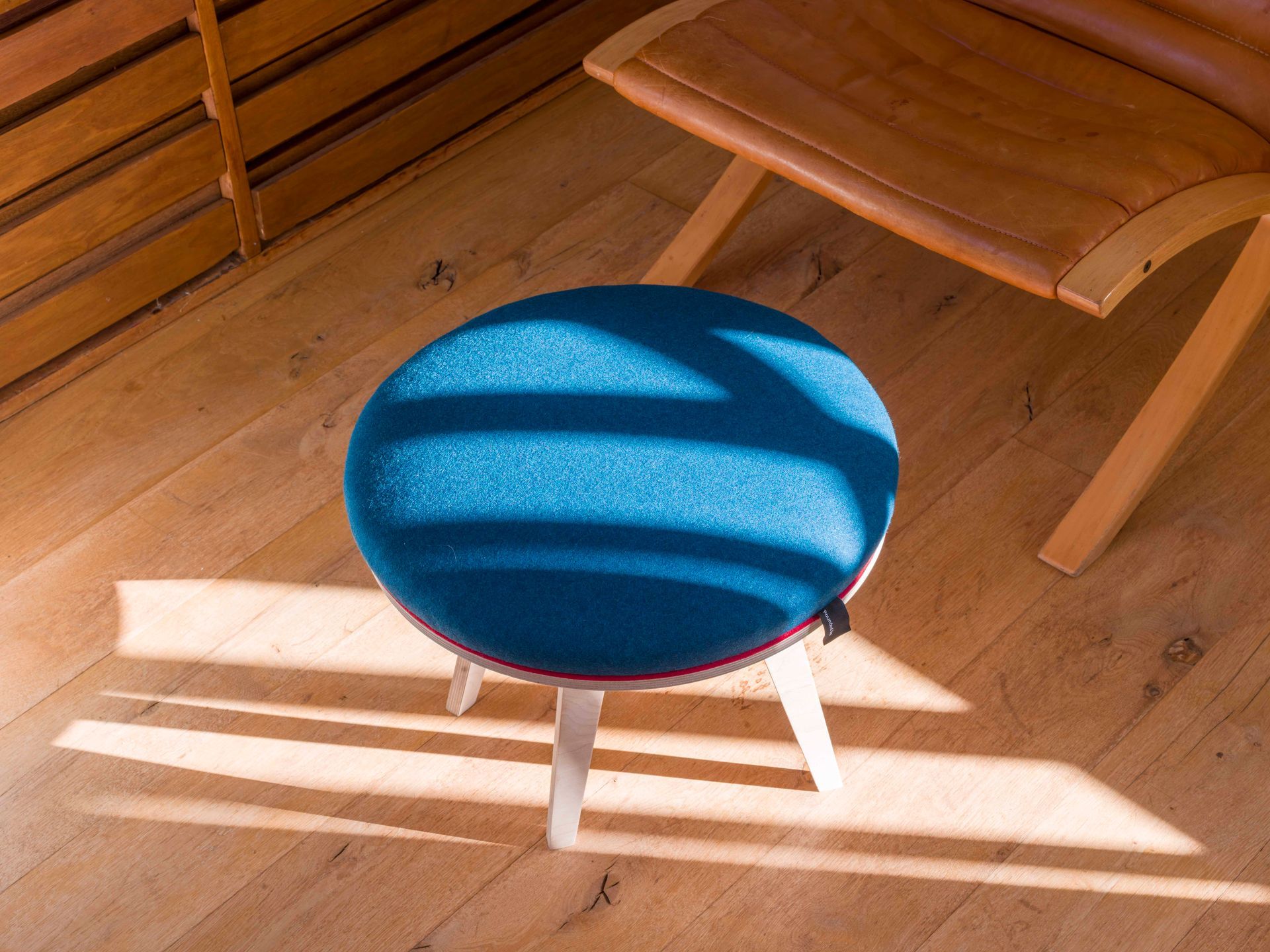 Blue Marine upholstered footstool
