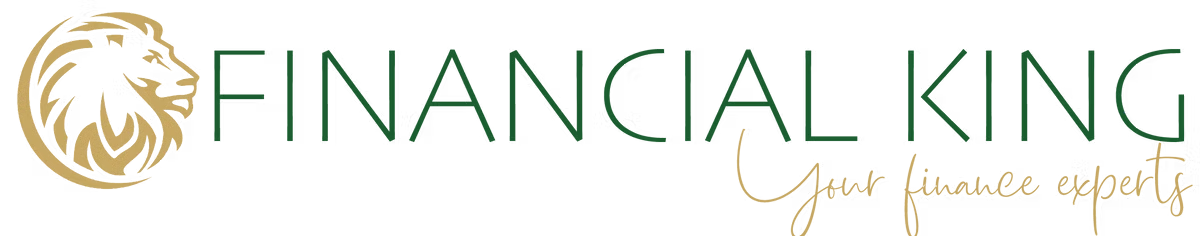 A logo for financial king with a lion on it.