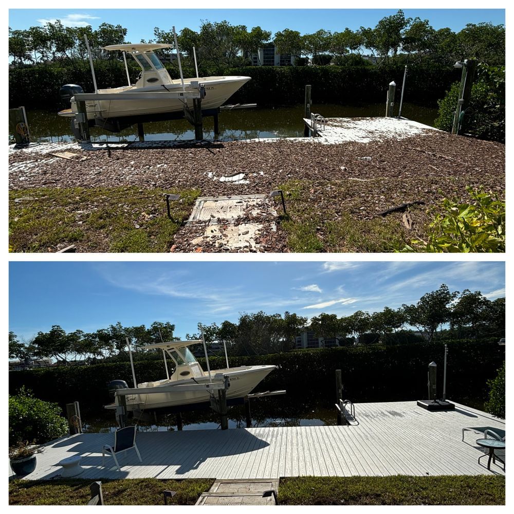 A before and after photo of a boat in the water