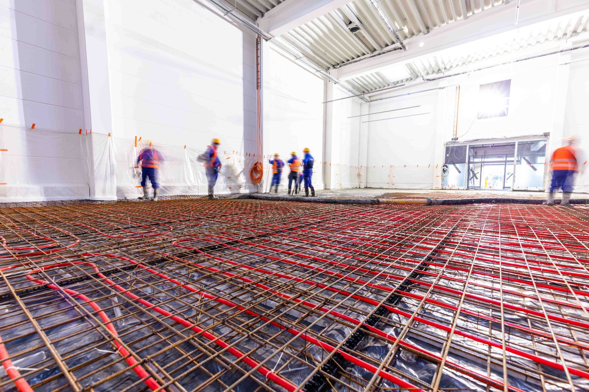 A large industrial floor being installed