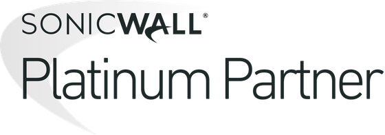 SonicWall logo with “Platinum Partner” text in black and silver