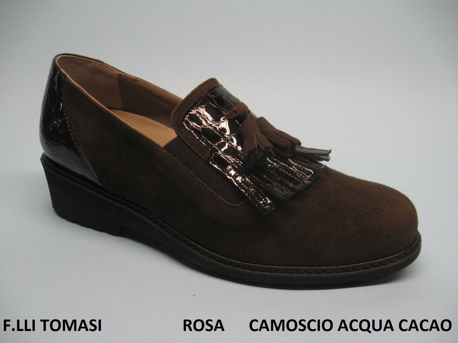 CALZATURIFICIO F.LLI TOMASI MOCASSINO INVERNALE PREDISPOSTO PER PLANTARE DONNA MODELLO ROSA COLORE CAMOSCIO ACQUA NERO