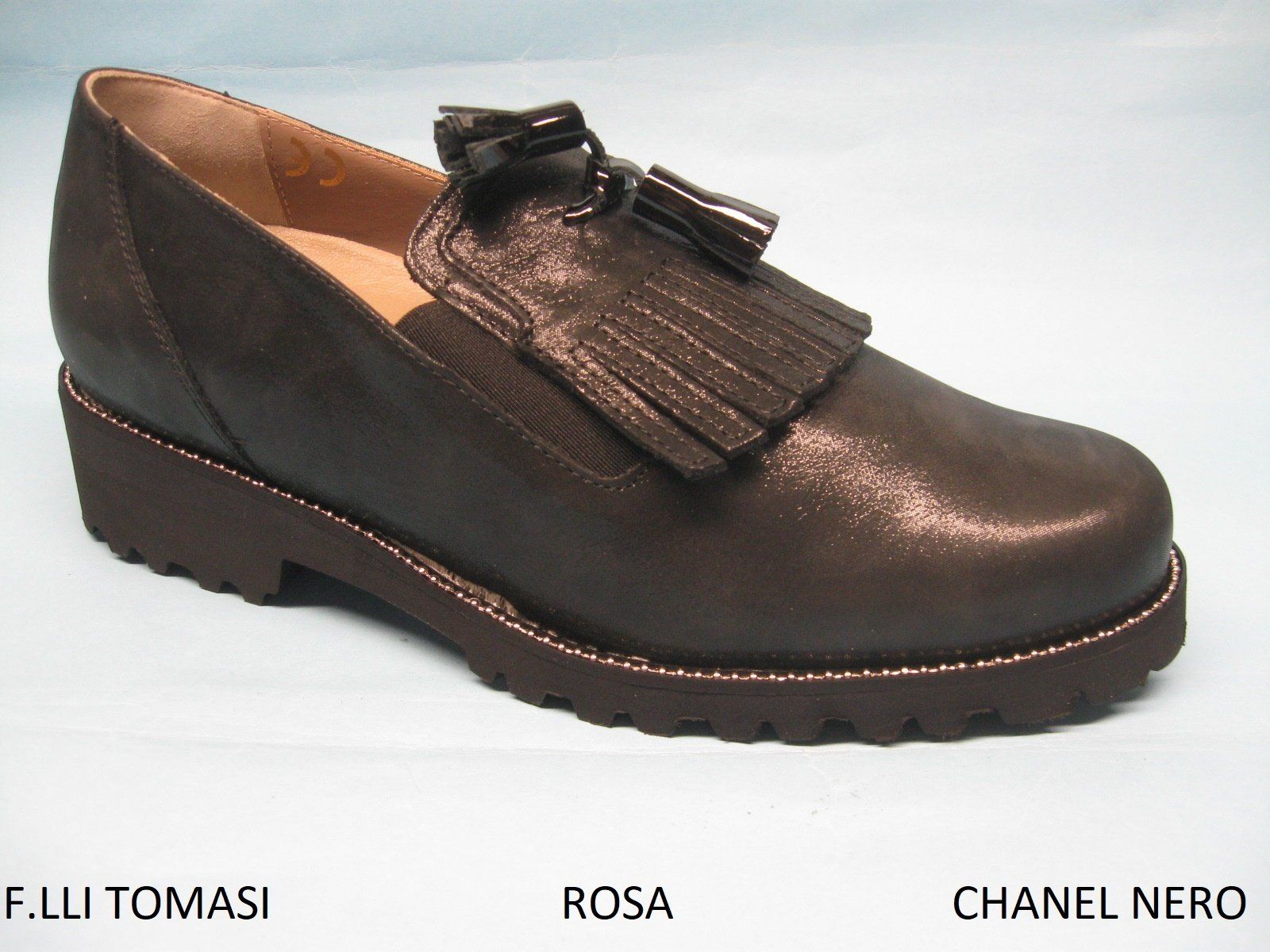 CALZATURIFICIO F.LLI TOMASI MOCASSINO INVERNALE PREDISPOSTO PER PLANTARE DONNA MODELLO ROSA  COLORE CHANEL NERO