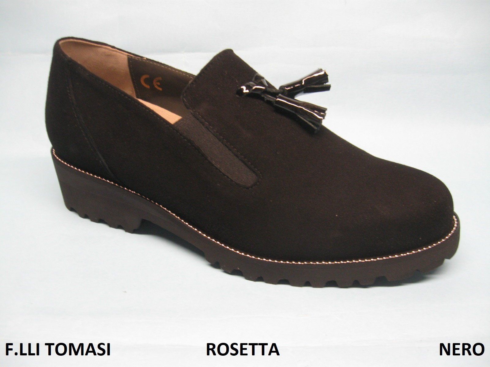 CALZATURIFICIO F.LLI TOMASI MOCASSINO INVERNALE PREDISPOSTO PER PLANTARE DONNA MODELLO ROSETTA COLORE NERO