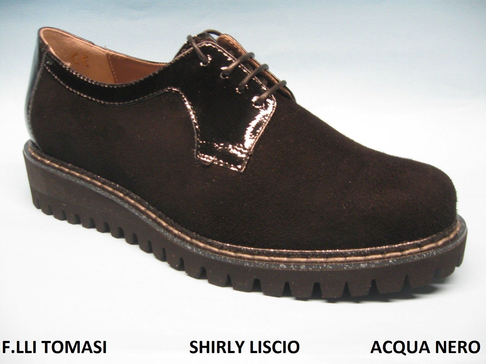 CALZATURIFICIO F.LLI TOMASI SCARPA INVERNALE PREDISPOSTO PER PLANTARE DONNA MODELLO SHIRLY LISCIO  COLORE ACQUA NERO