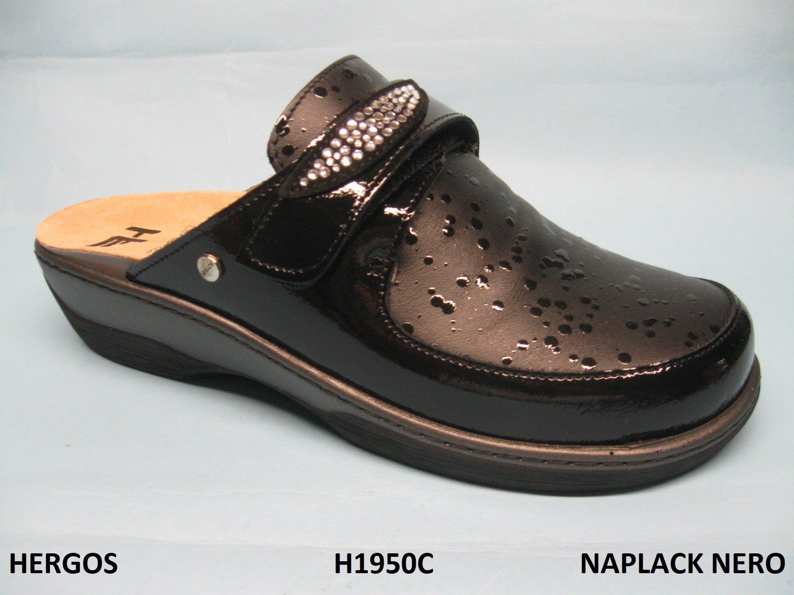 CALZATURIFICIO SABATINI HERGOS CIABATTA PUNTA CHIUSA PREDISPOSTA PER PLANTARE DONNA MODELLO H1950C COLORE NAPLACK NERO