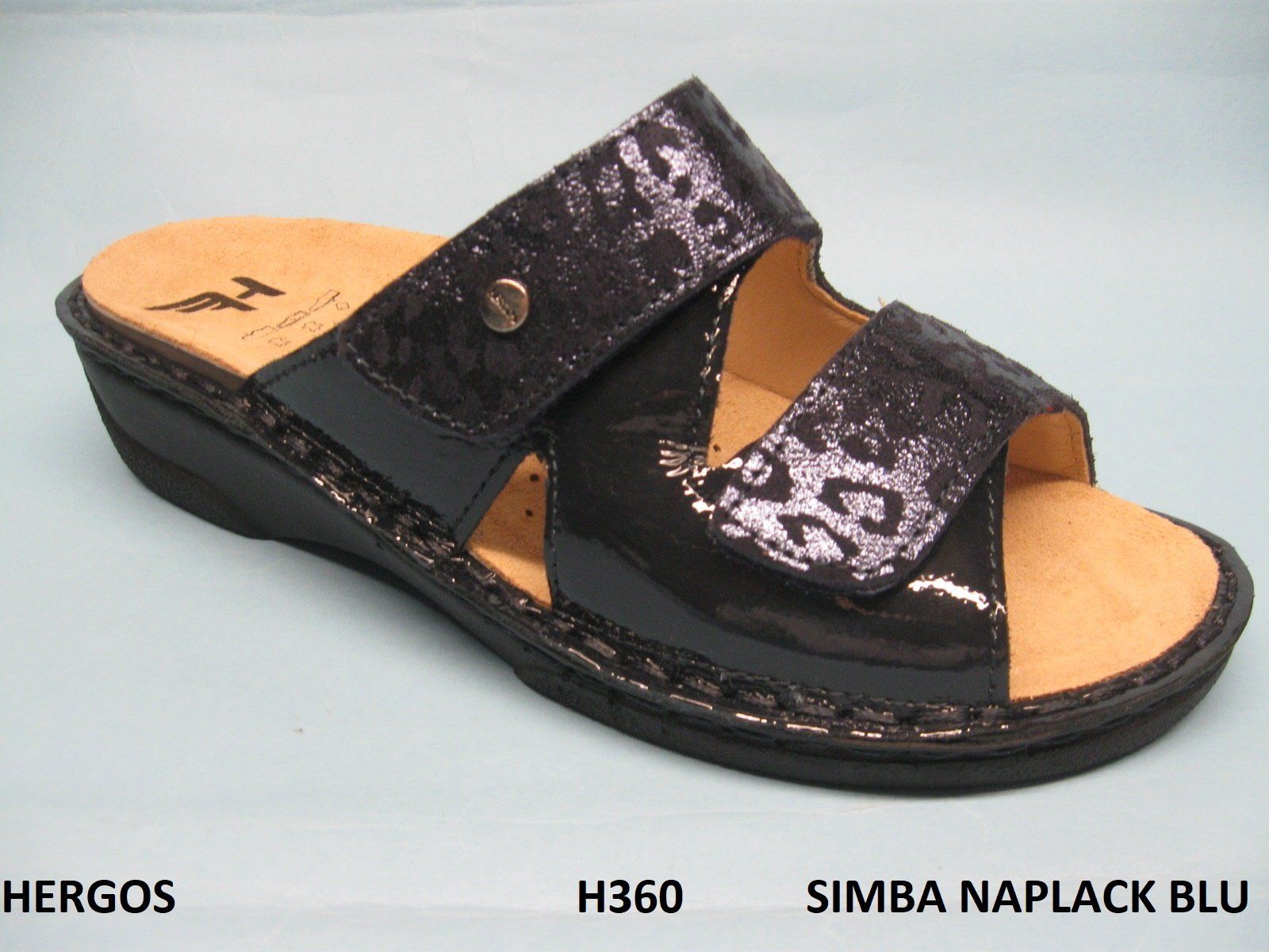 CALZATURIFICIO SABATINI HERGOS CIABATTA PUNTA APERTA PREDISPOSTA PER PLANTARE DONNA MODELLO H360  COLORE SIMBA NAPLACK BLU