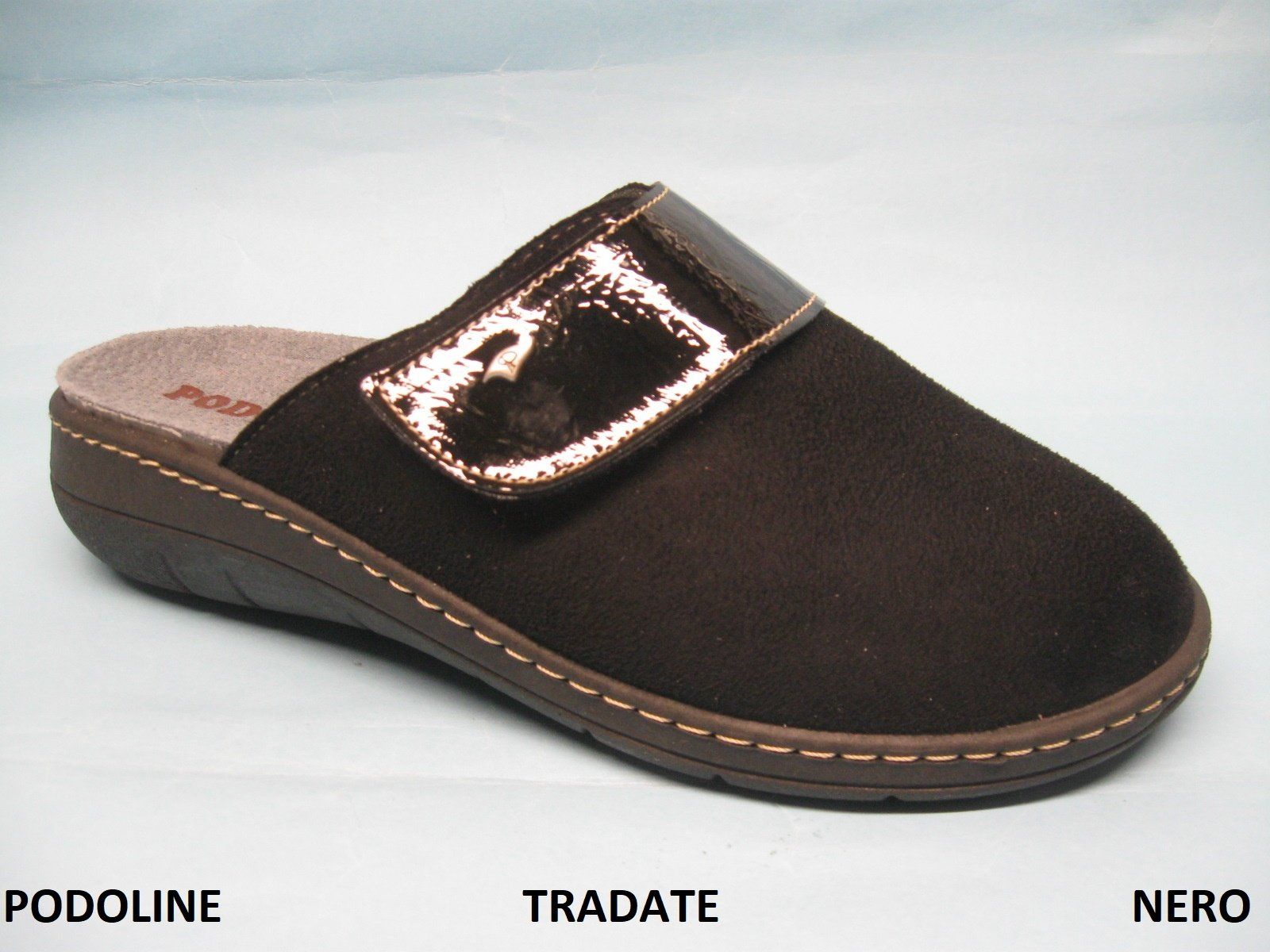 CALZATURIFICIO PODOLINE CIABATTA PUNTA CHUSA PREDISPOSTA PER PLANTARE DONNA MODELLO TRADATE COLORE NERO