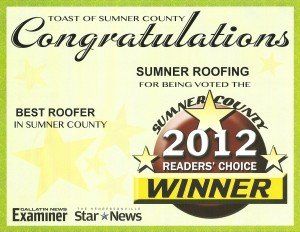 2013 Reader’s Choice Awards — Hendersonville, TN — Sumner Roofing & Exteriors