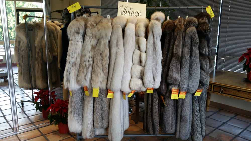 Fur clothes in the hanging closet